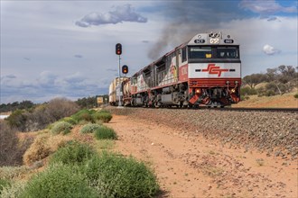 Train travelling through the Outback of South Australia