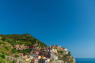Manarola village in Cinque Terre, Italy, with its colorful houses.