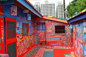 The Rainbow Village a colorful graffiti painted on houses in Nantun District, Taichung, Taiwan.