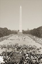Washington; D.C.; Poor People's Campaign; Solidarity Day; June 19; 1968.  The crowd in the foreground is standing on the steps before the Lincoln Memorial; looking towards the Reflecting Pool and the ...