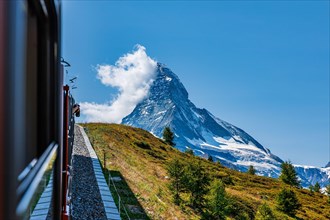 Train view from Swiss Alps in Zermatt Matterhorn Gornergrat Switzerland