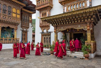 Monks in Punakha Dzong, Punakha, Bhutan