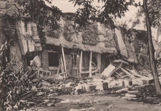 Japan Earthquake 1923: The Factory of the paper mill of the Government printing Bureau at Oji, a suburb of Tokyo; A large brick building collapsed