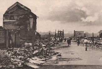 Japan Earthquake 1923: Post-fire scene at Jimbocho street, Kanda Ward, Tokyo
