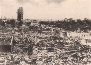 Japan Earthquake 1923: The Ruins of the "Entertainment Quarters" in Asakusa Park, which was devastated by the quake-fire