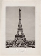 Vintage photo of Paris World Exhibition seen under the Eiffel Tower. 1889