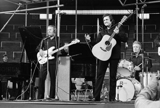 Johnny Cash at the Spree '73, a major Christian festival at Wembley Arena, London. 1st September 1973.