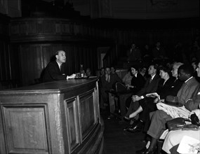 Sorbonne, Raymond Aron, Lecture to Fulbright Students. Photographs of Marshall Plan Programs, Exhibits, and Personnel