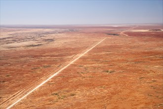 Oodnadatta Track and Old Ghan Train Line near William Creek Outback South Australia Australia aerial