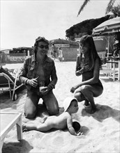 Jane Birkin Actress on beach in St Tropez