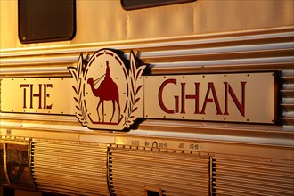 Last light on Ghan Train Sign, Katherine, Northern Territory, Australia