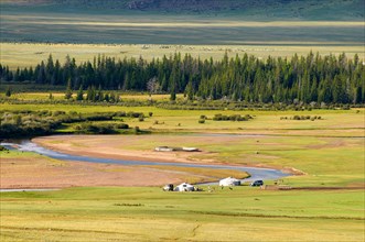 Valley of river Delgermoron in north Mongolia