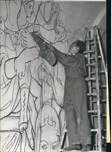 Oct. 10, 1956 - Cocteau decorates Chapel: Jean Cocteau, the famous French Poet and Playwright who is also a talented painter, has undertaken to decorate the chapel of the Church at Villefranche sur me...