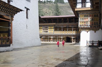 Inside view of Rinpung Dzong, Drukpa Kagyu Buddhist monastery, Paro, Bhutan