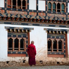 Monk outside the Gangte Goemba Monastery, Phobjikha Valley