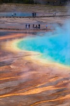 Steam erupts from Grand Prismatic Spring, Yellowstone National Park, Wyoming. The largest hot spring in the United States, it’s