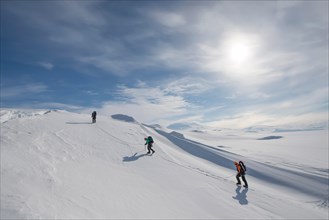 Members of the Joint Antarctic Search and Rescue Team train near crevasses on Ross Island, Antarctica.