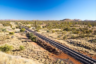 The famous Ghan railway near Alice Springs extends all the way to Darwin in Northern Territory, Australia