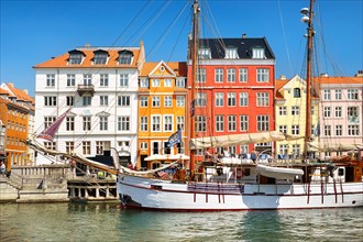 The boat in Nyhavn Canal, Copenhagen, Denmark