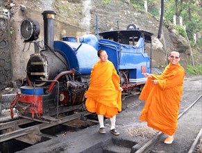Buddhist Monks on vacation Darjeeling Himalayan Railway