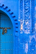 Detail of a door in the town of Chefchaouen, in Morocco