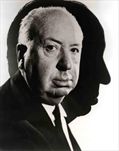 The Master of Suspense - British director Alfred Hitchcock, circa 1955, 1950s, British, Hitchcock, Alfred, Portrait, director, producer, shadow, silhouette, Alfred Hitchcock