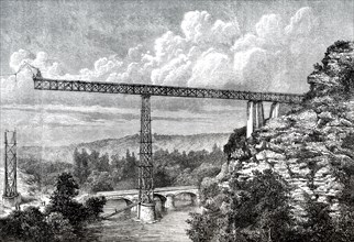 Construction of the Viaduc de Rouzat, Viaduc de la Sioule, Département Allier, Region Auvergne-Rhône-Alpes, France,