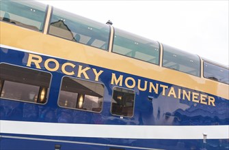 An Observation car or carriage on the Rocky Mountaineer train Canada