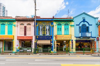 Colourful shophouses along Serangoon Rd, Little India, Singapore