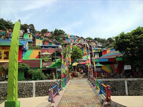 The colourful or 'rainbow' village (Kampung Pelangi) in Semarang, Central Java, Indonesia. It was slum area before.  Pic was taken in January 2018.