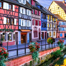 Traditional colorful houses in Colmar town,Alsace,France.