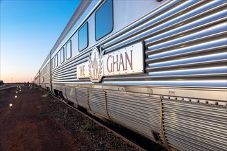 The Ghan train stopped at Marla, South Australia