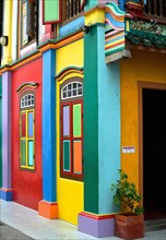 A colourful building in Little India, Singapore