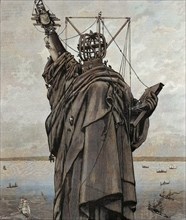 The Statue of Liberty in New York, the end of the construction, USA, United States, America, 1886
