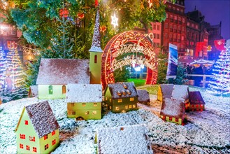 Strasbourg, France. Place Kebler and Christmas Tree, Capitale de Noel in Alsace.