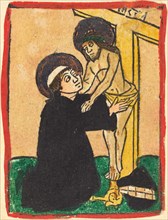 German 15th Century, (artist), Saint Bernard of Clairvaux, c. 1470/1475, woodcut, hand-colored in black, yellow, green, orange, gold, and red