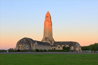 The First World War Douaumont Ossuary at first light in Douaumont-Vaux (Meuse), France