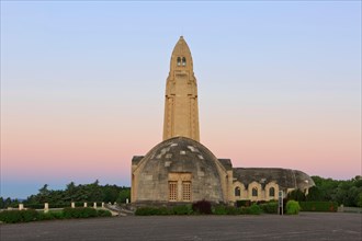 The First World War Douaumont Ossuary at first light in Douaumont-Vaux (Meuse), France