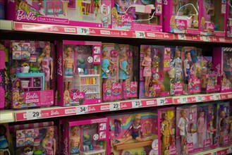 MELUN - FRANCE - DECEMBER 2021: view on the barbie game in a toy department at a merchant