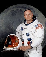 Neil Armstrong 1969, official photo of the first man on the moon.
