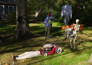 Decorated for Halloween.   Along Route 6A in Yarmouth Port, Massachusetts, USA, Yarmouth Port, Cape Cod,