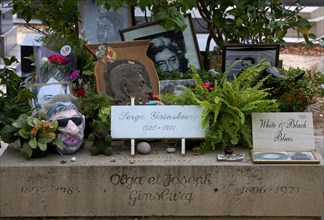 Grave of French singer Serge Gainsbourg Montparnasse Cemetery Paris France