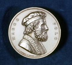Marco Polo (1254-1324) Venetian traveller and merchant. Portrait from obverse of commemorative medal.