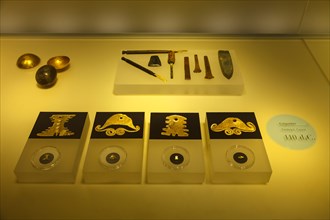 Pieces of goldsmith work, Gold museum, Bogota, Colombia, America