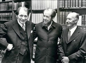 Dec. 12, 1974 - The Nobel Prize winners for Literature meet Solzhenitsyn at Stockholm cocktail party: The Nobel Prize winners were gathered together today when they attended a cocktail party held at t...