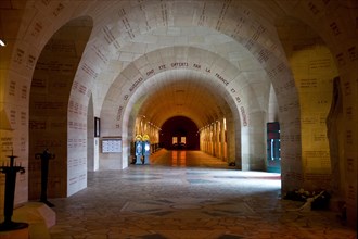 Inside the Douaumont ossuary built in 1932 is a memorial containing the remains of soldiers who died at the battle of Verdun