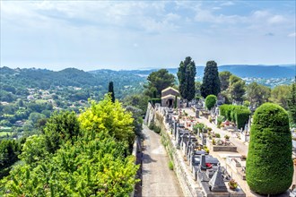 panoramic view and cemetery in Saint Paul de Vence, Provence, France