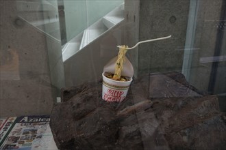 A cup noodle display at the Instant Ramen Museum