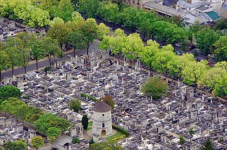 cemetery in Paris, France. aerial view from Montparnasse tower