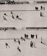 130 Finale de Hockey sur glace aux JO de Chamonix 1924, deux contre-attaques canadiennes (en blanc) face aux USA